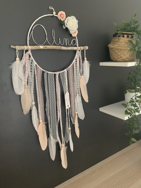 Attrape rêves prénom rose et gris – Image 4