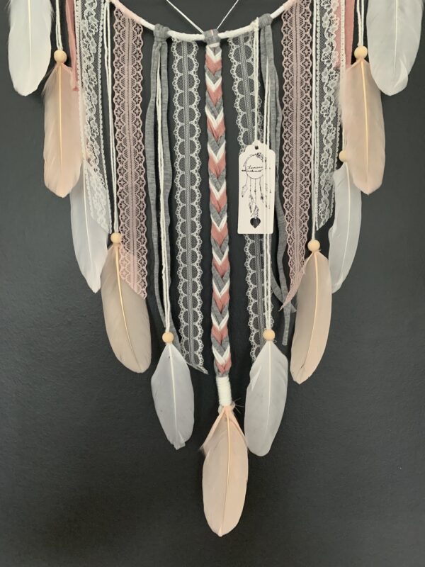 Attrape rêves prénom rose, gris et blanc – Image 3