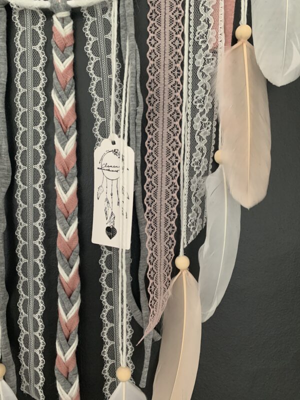 Attrape rêves prénom rose, gris et blanc – Image 4
