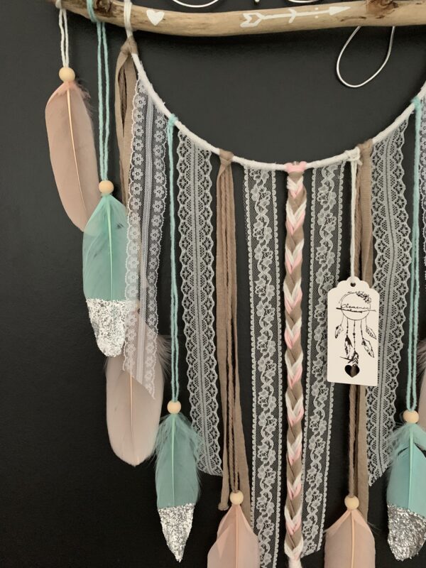 Attrape rêves prénom rose, turquoise et beige – Image 4