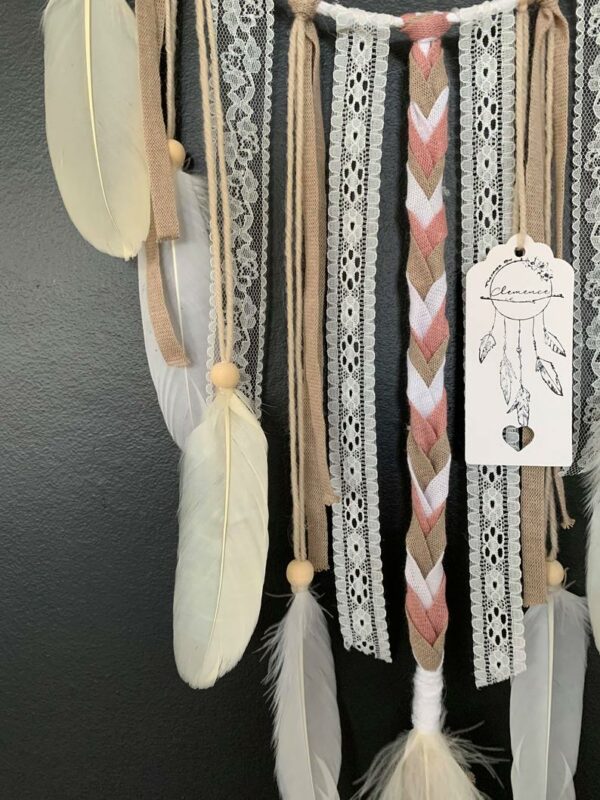 Attrape rêves prénom beige, rose et blanc – Image 4