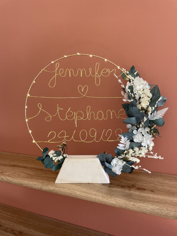 Couronne de fleurs séchées pour mariage – Image 4