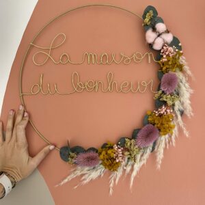 Couronne de fleurs séchées Bianca